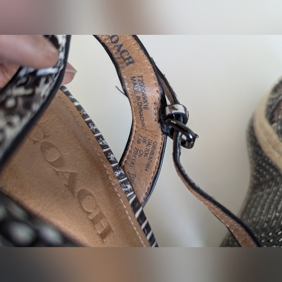 Coach Dalton Snakeskin Leather Braided Espadrille Wedge Strappy Sandal sz 7½ - Picture 8 of 12